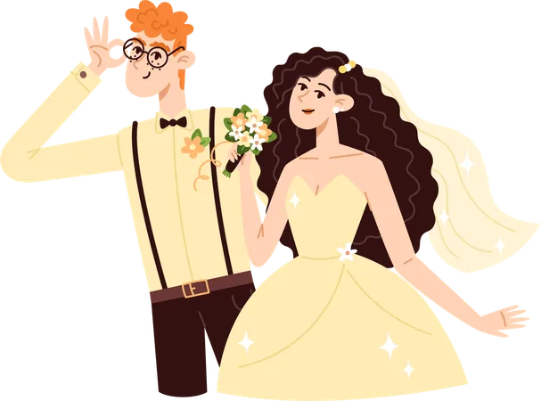 Pareja de boda  Ilustración