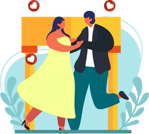 Pareja de novios bailando  Ilustración