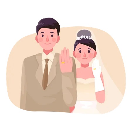 Matrimonio de pareja de novios  Ilustración