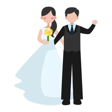 Saludo de pareja de novios  Illustration