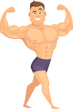 Body builder montrant ses bras muscle  Illustration