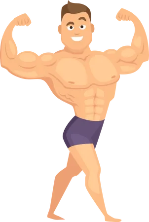 Body builder Showing His arms Muscle  Illustration