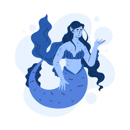 Body of beautiful woman and fish tail  Illustration