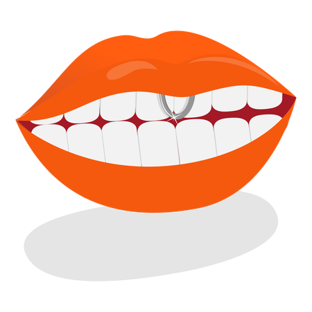 Body Piercing Hoops on lips  Illustration