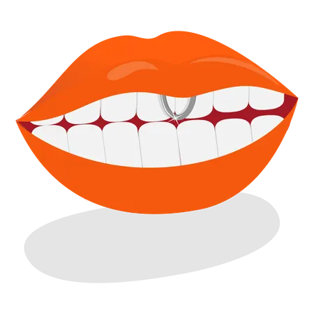 Body Piercing Hoops on lips  Illustration