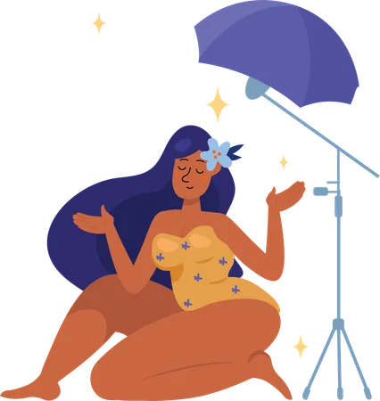 Body positive plus size photo model  Illustration