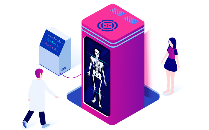 Body scanning in X-ray room Illustration