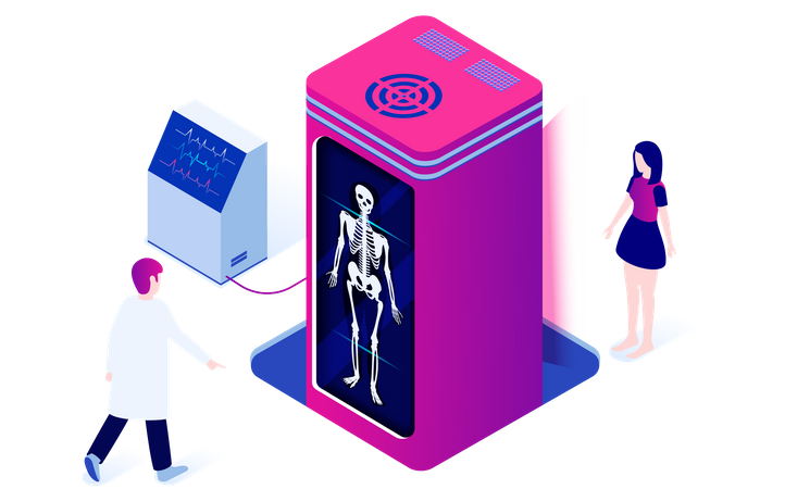 Body scanning in X-ray room  Illustration