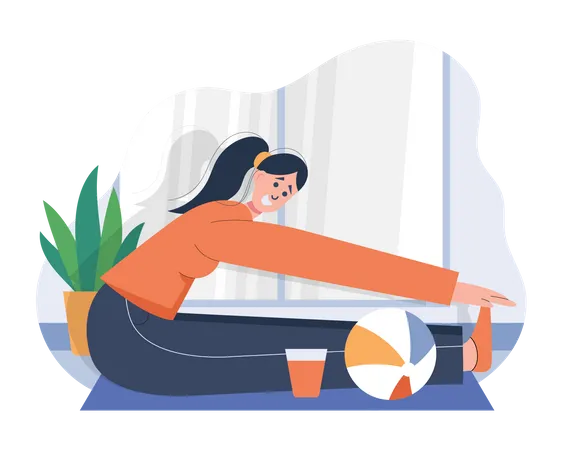 Body stretching by girl Illustration