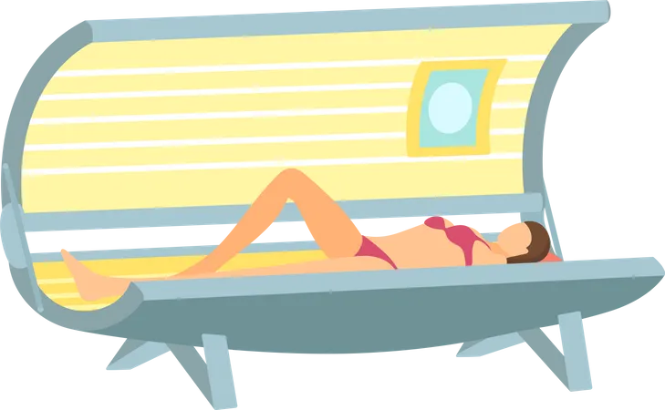 Body Wrap and Tanning in Solarium Parlor  Illustration
