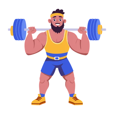 Bodybuilder doing weight building  Illustration