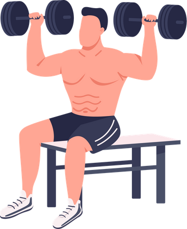Bodybuilder lifting dumbbells Illustration