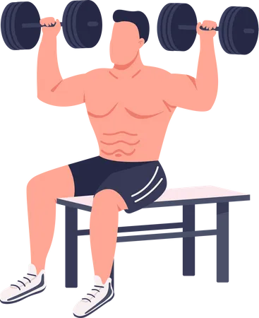 Bodybuilder lifting dumbbells Illustration