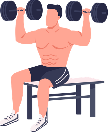 Bodybuilder lifting dumbbells  Illustration