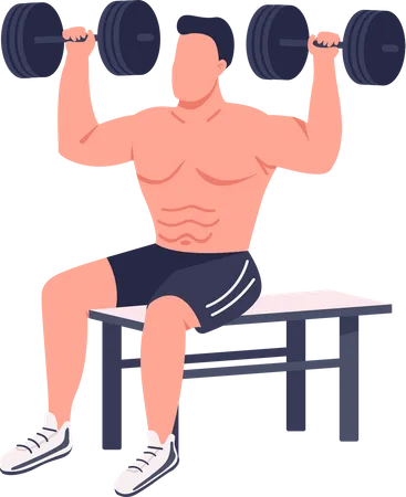 Bodybuilder lifting dumbbells  Illustration