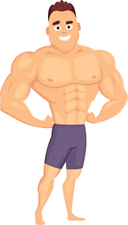 Bodybuilder musclé fort  Illustration