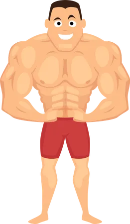 Bodybuilder posant des abdominaux  Illustration