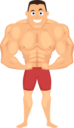Bodybuilder Posing abs Illustration