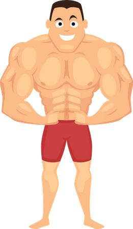 Bodybuilder Posing abs  Illustration