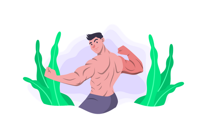 Bodybuilder showing body  Illustration