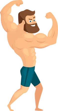Bodybuilder showing pose Illustration