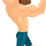 illustrations of bodybuilder showing pose