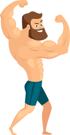 Bodybuilder showing pose  Illustration