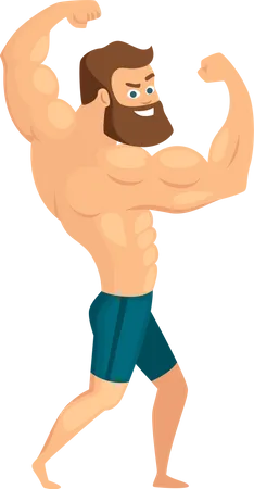 Bodybuilder zeigt Pose  Illustration