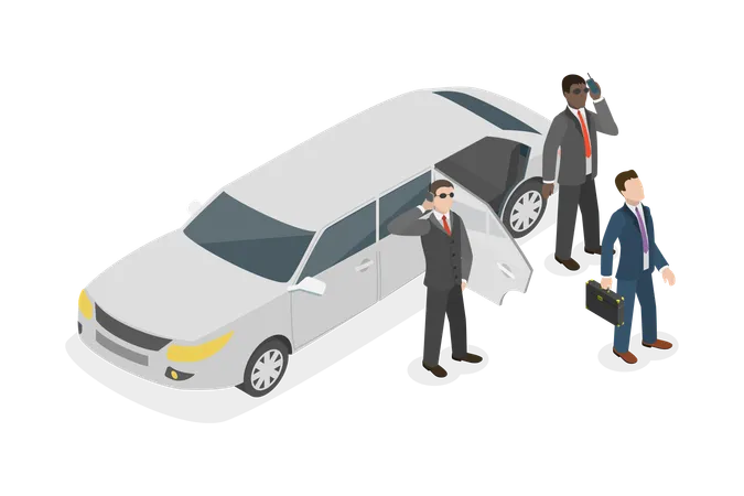 3 D Isometric Flat Vector Conceptual Illustration Of Bodyguard Security Service Illustration