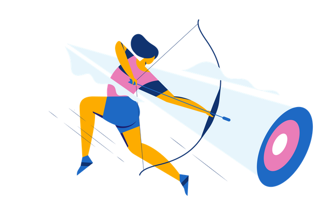 Bogenschützin zielt auf Ziel  Illustration