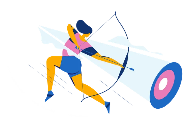 Bogenschützin zielt auf Ziel  Illustration