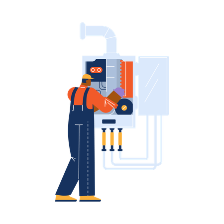 Boiler engineer working with machinery  Illustration