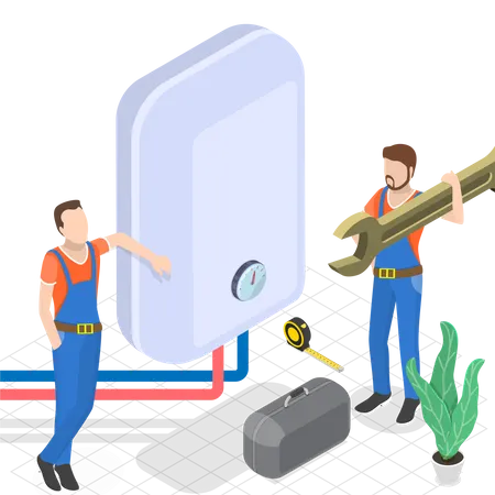 Boiler Repairing Heating System Illustration