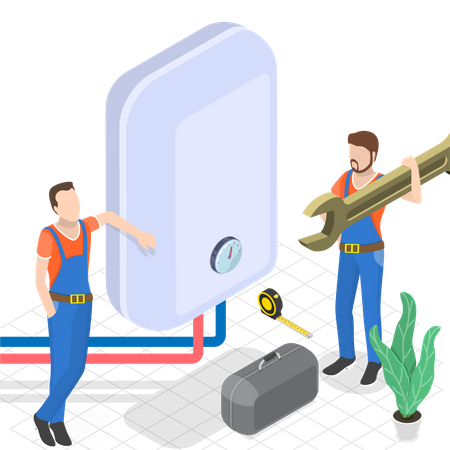 Boiler Repairing Heating System  Illustration