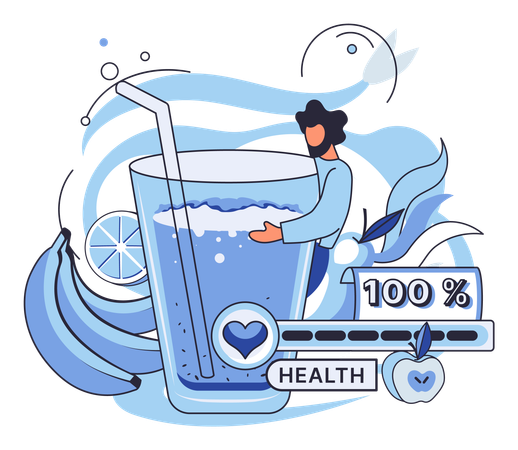 Boisson vitaminée biologique et saine, à base de plantes, lait de noix végétalien  Illustration