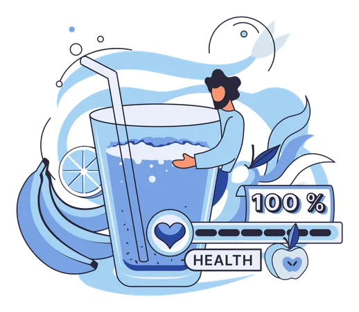 Boisson vitaminée biologique et saine, à base de plantes, lait de noix végétalien  Illustration