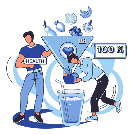 Boisson vitaminée biologique et saine, à base de plantes, lait de noix végétalien  Illustration