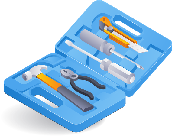 Boîte à outils de menuiserie de réparation électrique  Illustration