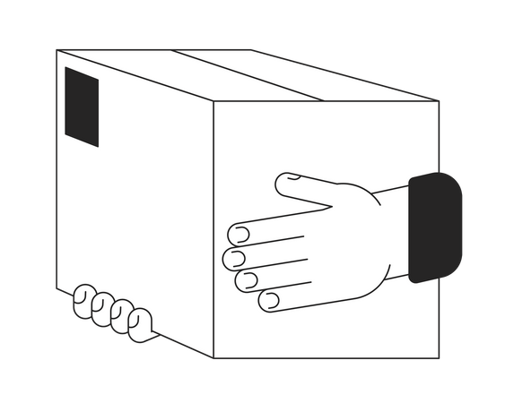 Main tenant une boîte en papier  Illustration