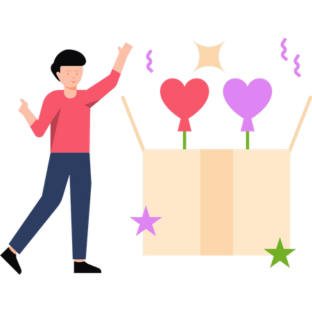 Boîte cadeau d'ouverture de garçon  Illustration