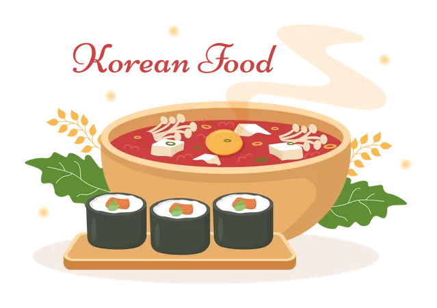 Bol de nourriture coréenne  Illustration