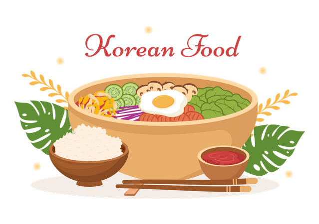 Bol de repas coréen  Illustration