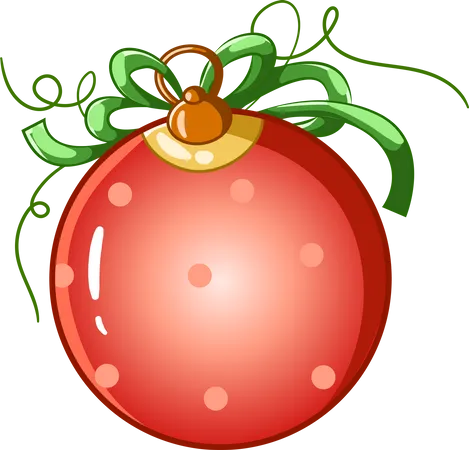 Bola De Navidad Con Ilustracion De Cinta Verde Ilustración