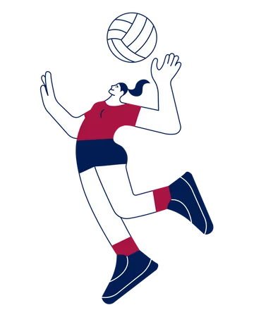 Mulher jogadora de vôlei servindo bola  Ilustração