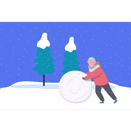 Homem fazendo bolas de neve  Ilustração