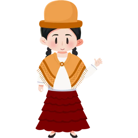 Bolivia Bowler hat girl  Illustration