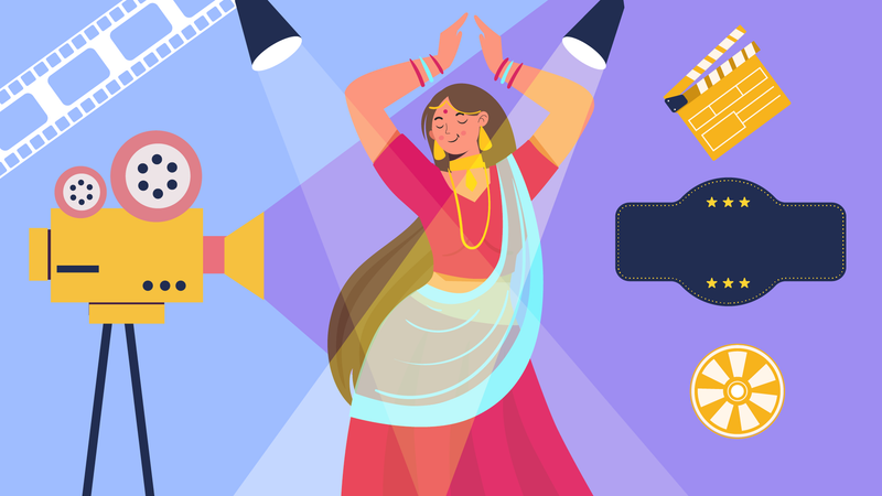 Bollywood theatre play promotion banner  Illustration