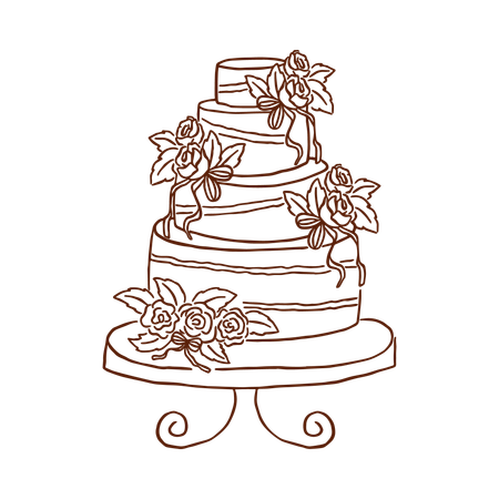 Bolo de casamento floral  Ilustração