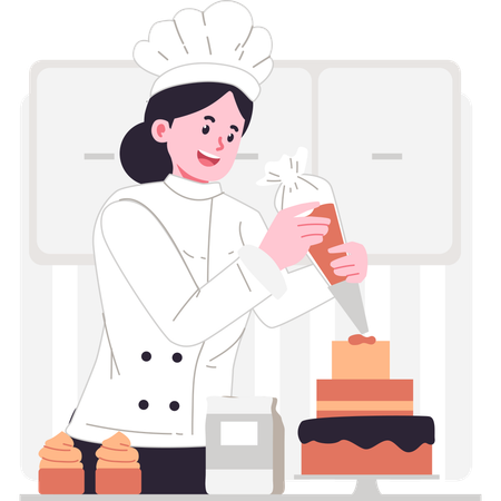 Bolo de decoração do chef  Ilustração