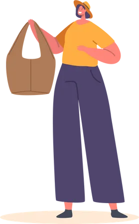 Mulher elegante carregando bolsa contemporânea  Ilustração